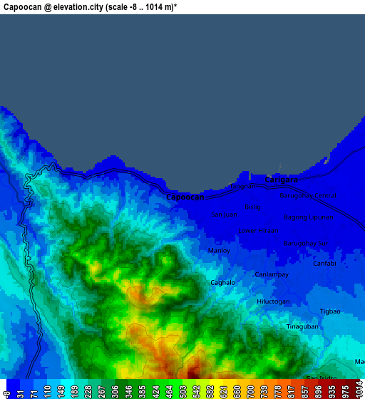 Zoom OUT 2x Capoocan, Philippines elevation map