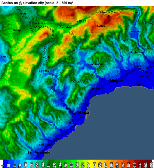 Zoom OUT 2x Cantao-an, Philippines elevation map