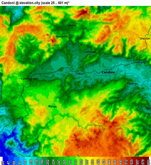 Zoom OUT 2x Candoni, Philippines elevation map