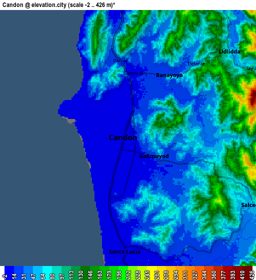 Zoom OUT 2x Candon, Philippines elevation map