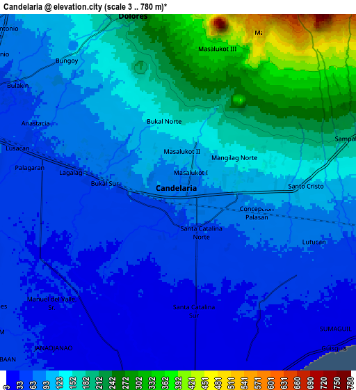 Zoom OUT 2x Candelaria, Philippines elevation map