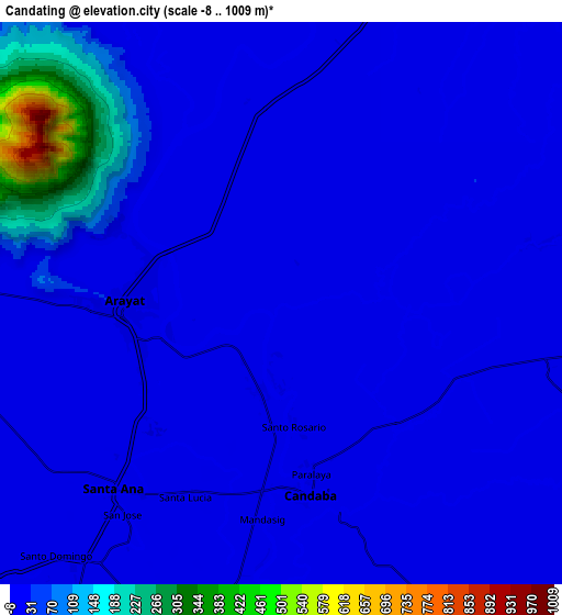 Zoom OUT 2x Candating, Philippines elevation map