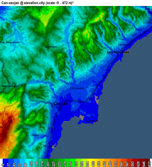 Zoom OUT 2x Can-asujan, Philippines elevation map