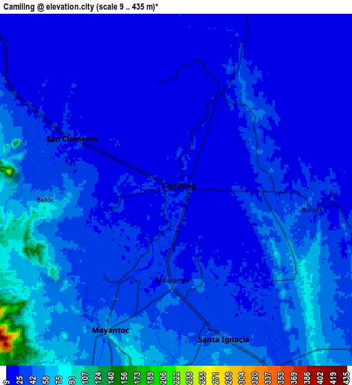 Zoom OUT 2x Camiling, Philippines elevation map