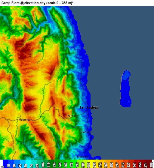 Zoom OUT 2x Camp Flora, Philippines elevation map