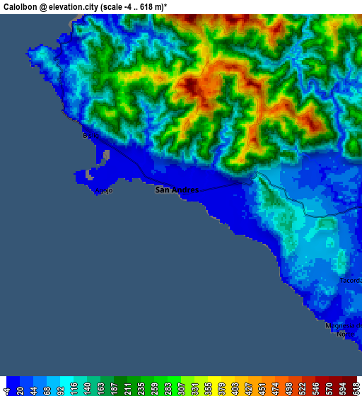 Zoom OUT 2x Calolbon, Philippines elevation map