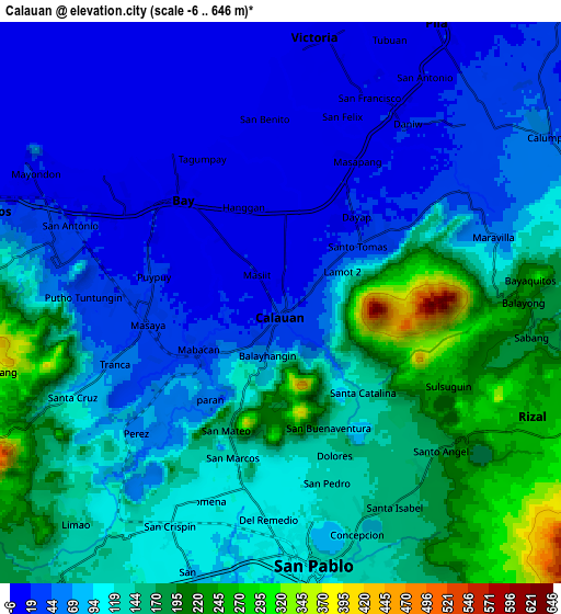 Zoom OUT 2x Calauan, Philippines elevation map