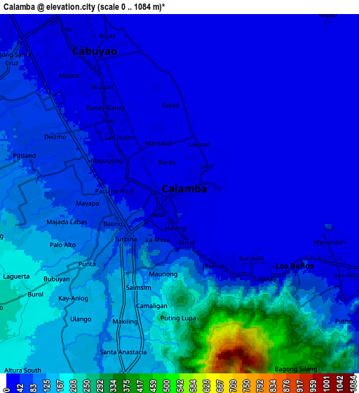 Zoom OUT 2x Calamba, Philippines elevation map