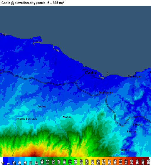 Zoom OUT 2x Cadiz, Philippines elevation map