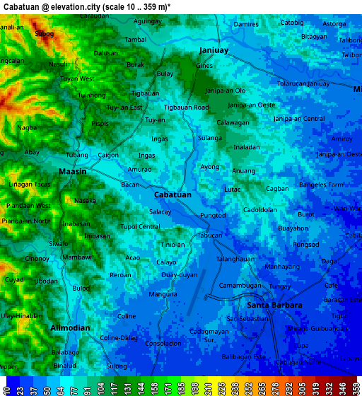 Zoom OUT 2x Cabatuan, Philippines elevation map