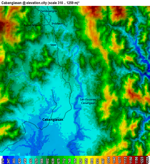 Zoom OUT 2x Cabanglasan, Philippines elevation map