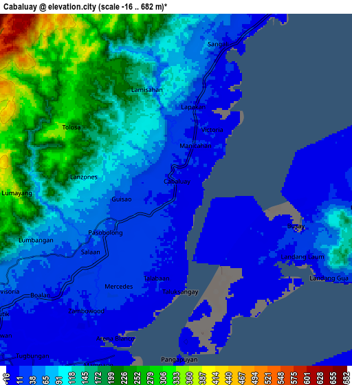 Zoom OUT 2x Cabaluay, Philippines elevation map