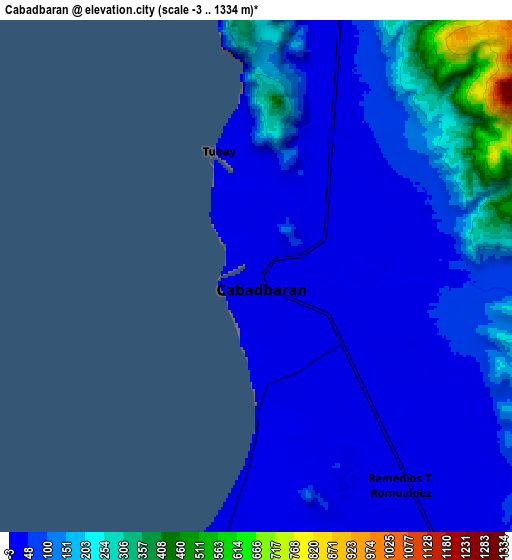 Zoom OUT 2x Cabadbaran, Philippines elevation map