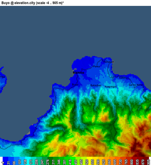 Zoom OUT 2x Buyo, Philippines elevation map