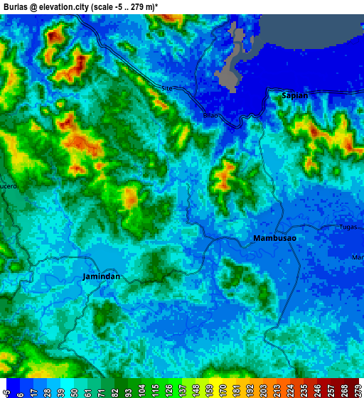 Zoom OUT 2x Burias, Philippines elevation map