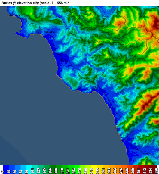 Zoom OUT 2x Burias, Philippines elevation map