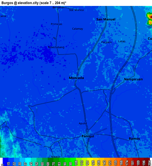 Zoom OUT 2x Burgos, Philippines elevation map