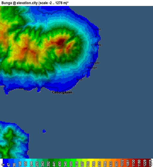 Zoom OUT 2x Bunga, Philippines elevation map