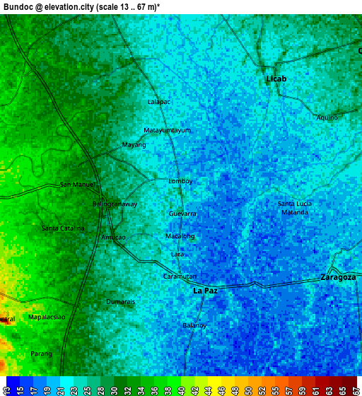 Zoom OUT 2x Bundoc, Philippines elevation map