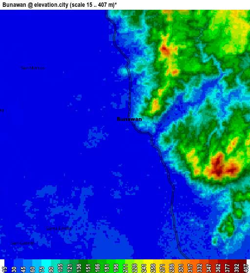 Zoom OUT 2x Bunawan, Philippines elevation map