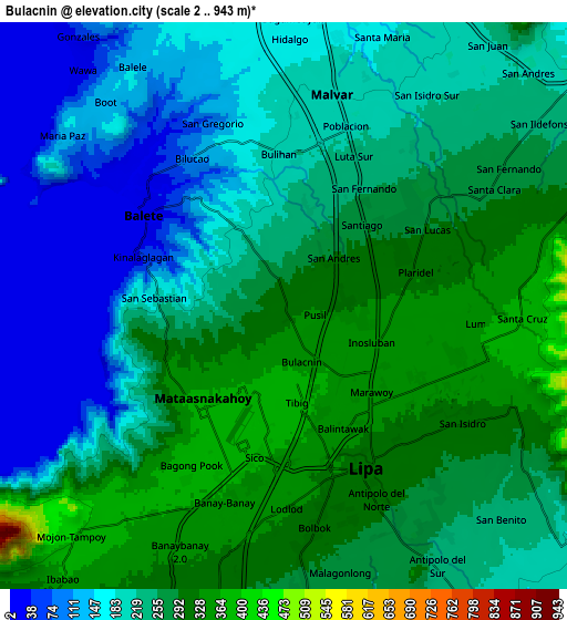 Zoom OUT 2x Bulacnin, Philippines elevation map