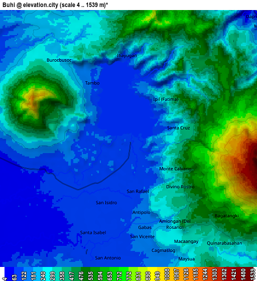 Zoom OUT 2x Buhi, Philippines elevation map