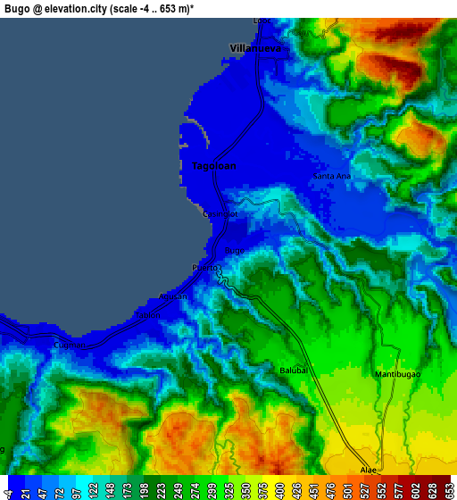 Zoom OUT 2x Bugo, Philippines elevation map