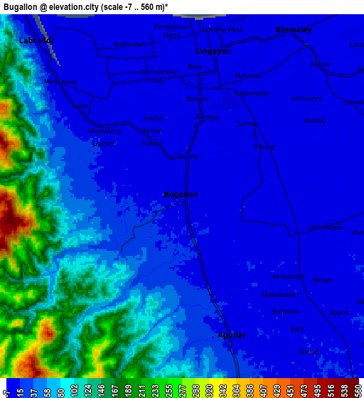 Zoom OUT 2x Bugallon, Philippines elevation map