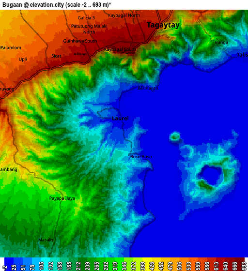 Zoom OUT 2x Bugaan, Philippines elevation map