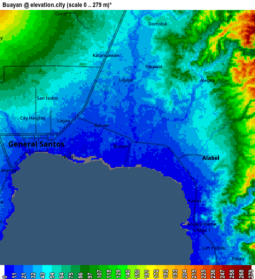 Zoom OUT 2x Buayan, Philippines elevation map