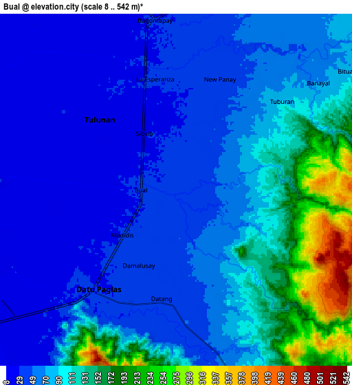 Zoom OUT 2x Bual, Philippines elevation map