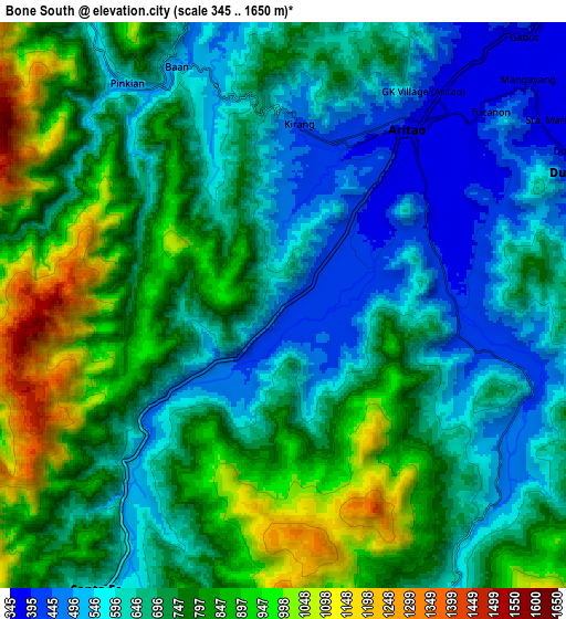 Zoom OUT 2x Bone South, Philippines elevation map