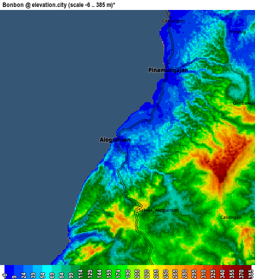 Zoom OUT 2x Bonbon, Philippines elevation map