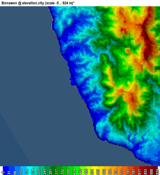 Zoom OUT 2x Bonawon, Philippines elevation map