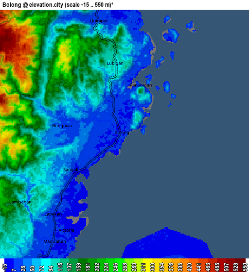 Zoom OUT 2x Bolong, Philippines elevation map