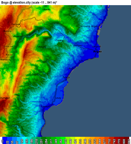 Zoom OUT 2x Bogo, Philippines elevation map