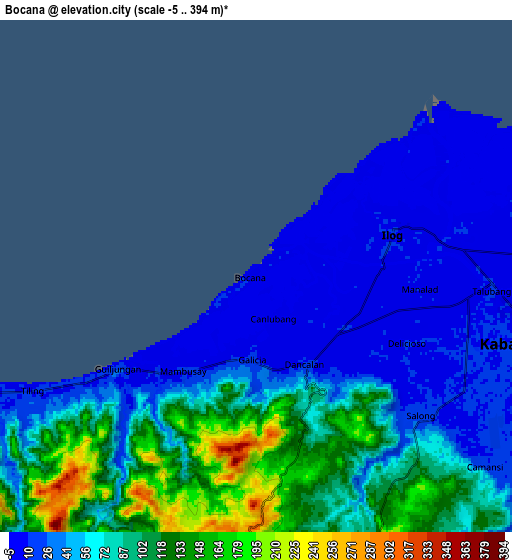 Zoom OUT 2x Bocana, Philippines elevation map