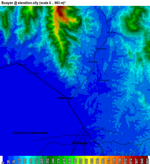 Zoom OUT 2x Buayan, Philippines elevation map