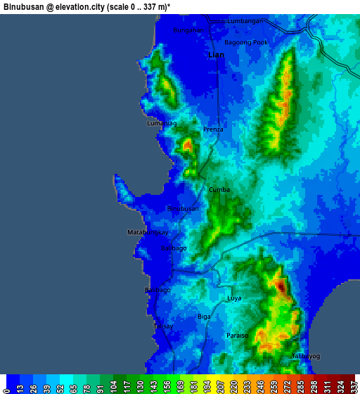 Zoom OUT 2x Binubusan, Philippines elevation map