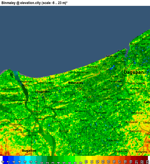 Zoom OUT 2x Binmaley, Philippines elevation map