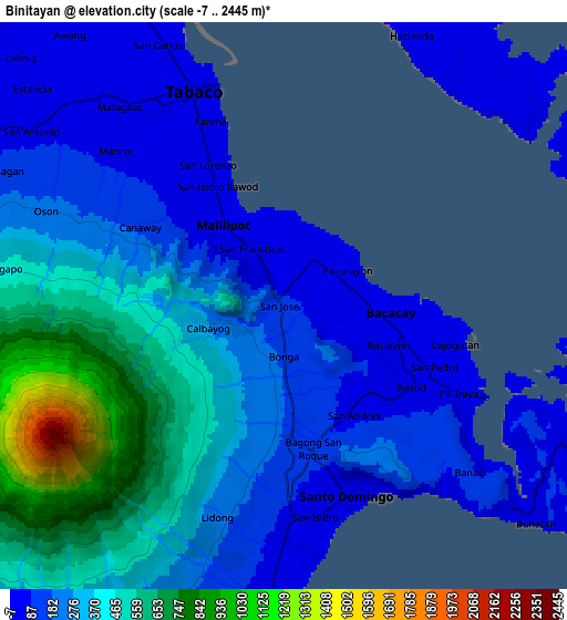 Zoom OUT 2x Binitayan, Philippines elevation map