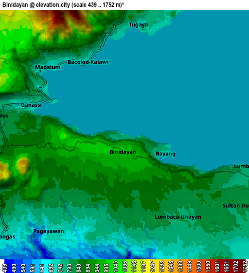 Zoom OUT 2x Binidayan, Philippines elevation map