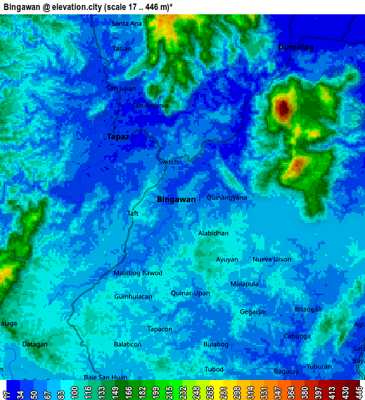 Zoom OUT 2x Bingawan, Philippines elevation map