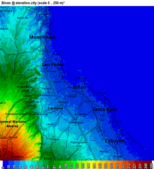 Zoom OUT 2x Biñan, Philippines elevation map