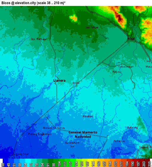 Zoom OUT 2x Bicos, Philippines elevation map