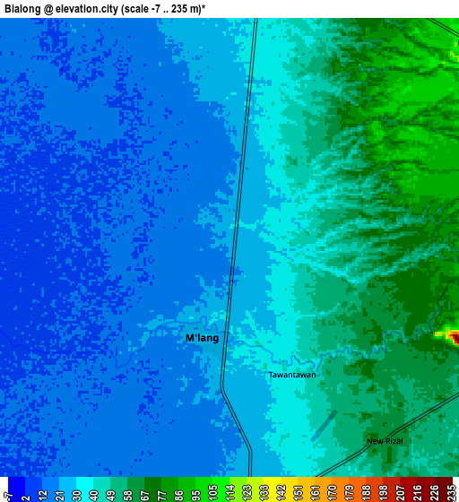 Zoom OUT 2x Bialong, Philippines elevation map