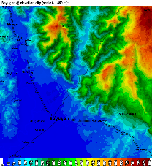 Zoom OUT 2x Bayugan, Philippines elevation map