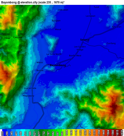 Zoom OUT 2x Bayombong, Philippines elevation map