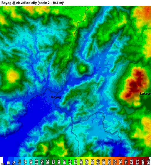 Zoom OUT 2x Bayog, Philippines elevation map