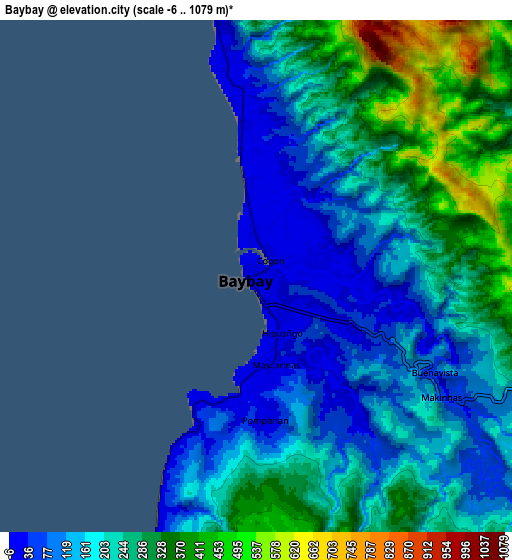 Zoom OUT 2x Baybay, Philippines elevation map